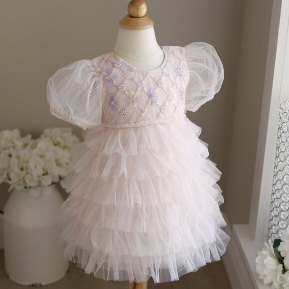 Tutu Du Monde Heavenly Pink Floral Lattice Bebe Tutu Dress Party Portrait NWT - Picture 1 of 8